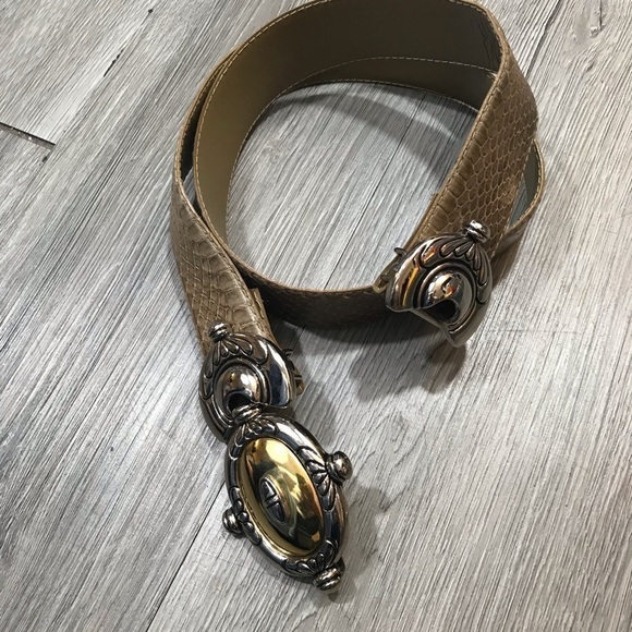 Dame Adjustable Snakeskin Large Buckle‎ Belt